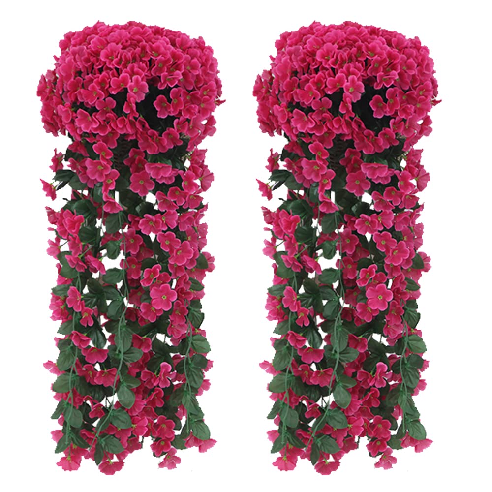 Fycooler 2Pcs Artificial Hanging Flowers,UV-Resistant Fake Hanging Plants Flower Bouquet Hanging Vine Plants Drooping Plants for Wall Home Garden Yard Patio Wedding Indoor Outdoor Decoration — image 1
