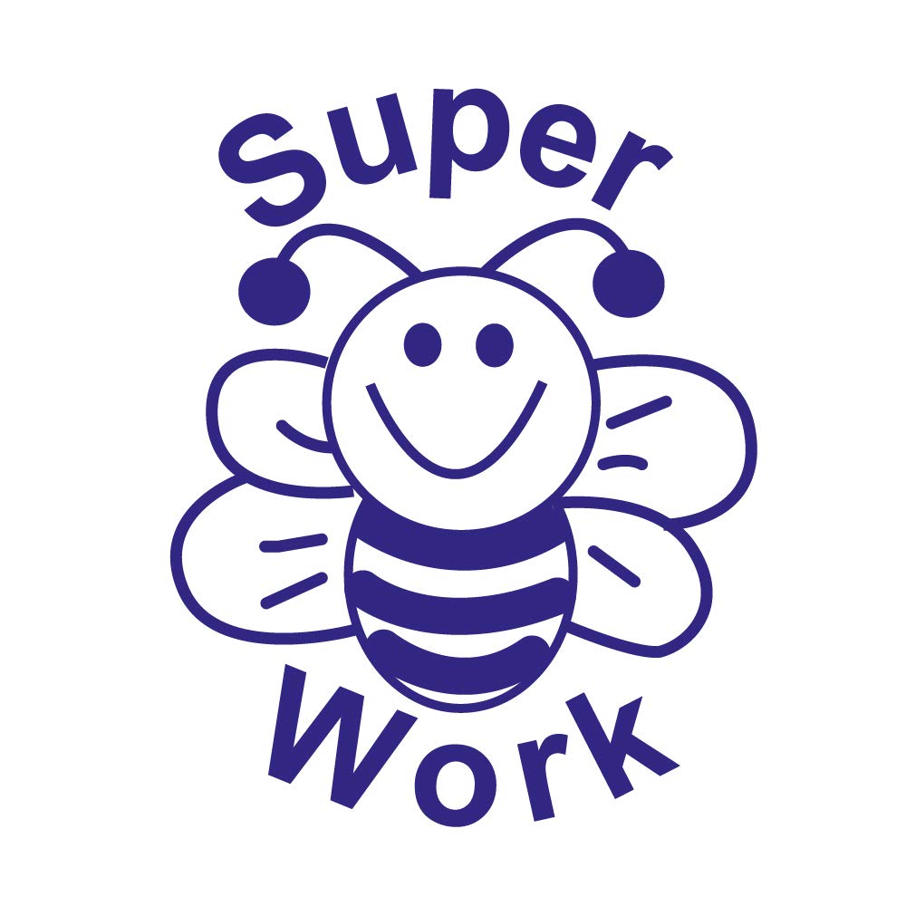 SuperStickers Stamper Solutions Super Work Bee Pre Inked Stamper, Blue, 28mm