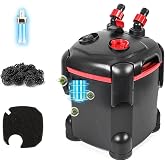 PONDFORSE Canister Filter, External Aquarium Filter Ultra-Quiet with Media | Adjustable Flow Rate, Multiple Filtration Approaches, Powerful Water Circulation Cleaning Machine for Fish Tanks and Aquarium