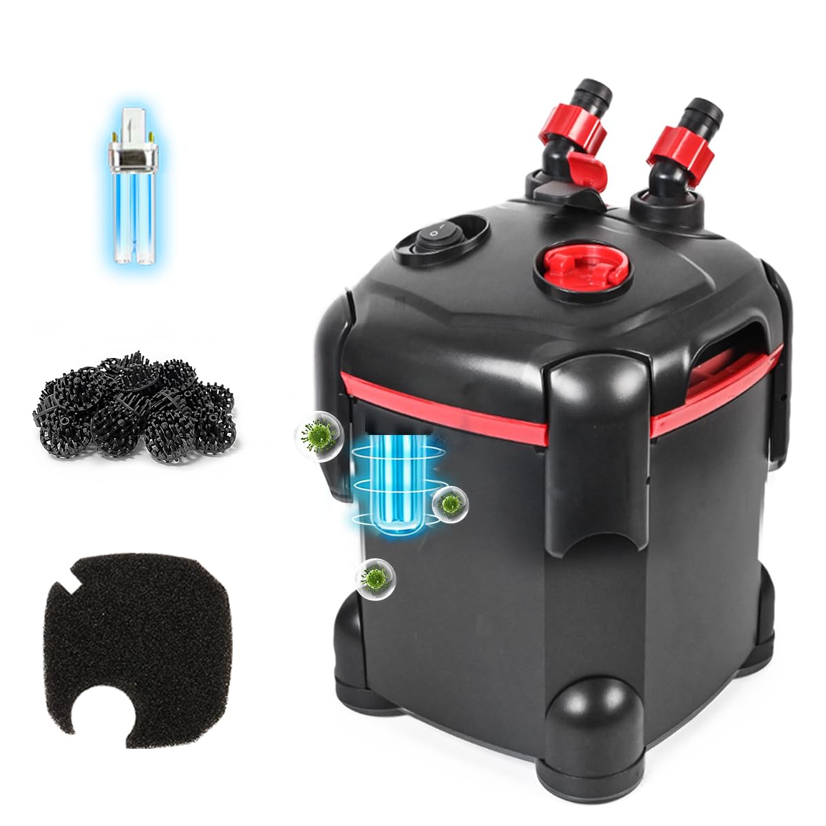 Photo 1 of PONDFORSE 172GPH Canister Filter, External Aquarium Filter Ultra-Quiet Water Circulation Cleaning Machine with Media for Fish Tanks and Aquariums Up to 30 Gallons (172GPH)