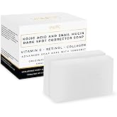 VALITIC Snail Mucin Kojic Acid Soap Bar, Anti Aging Tone Corrector 2 Pack | Turmeric Dark Spot Corrector, Hydration and Moisturization snail Secretion Soap with Vitamin C, Retinol, Hyaluronic Acid