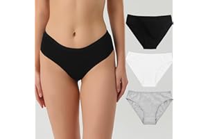 3 Pack Women's Cotton Hipster Panties Stretch Mid Rise Underwear