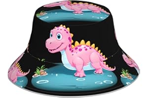 YYHHAOFA Swimming Pink Dinosaur Prints Reflective Bucket Hat for Men and Women - Double-Sided Design, Lightweight