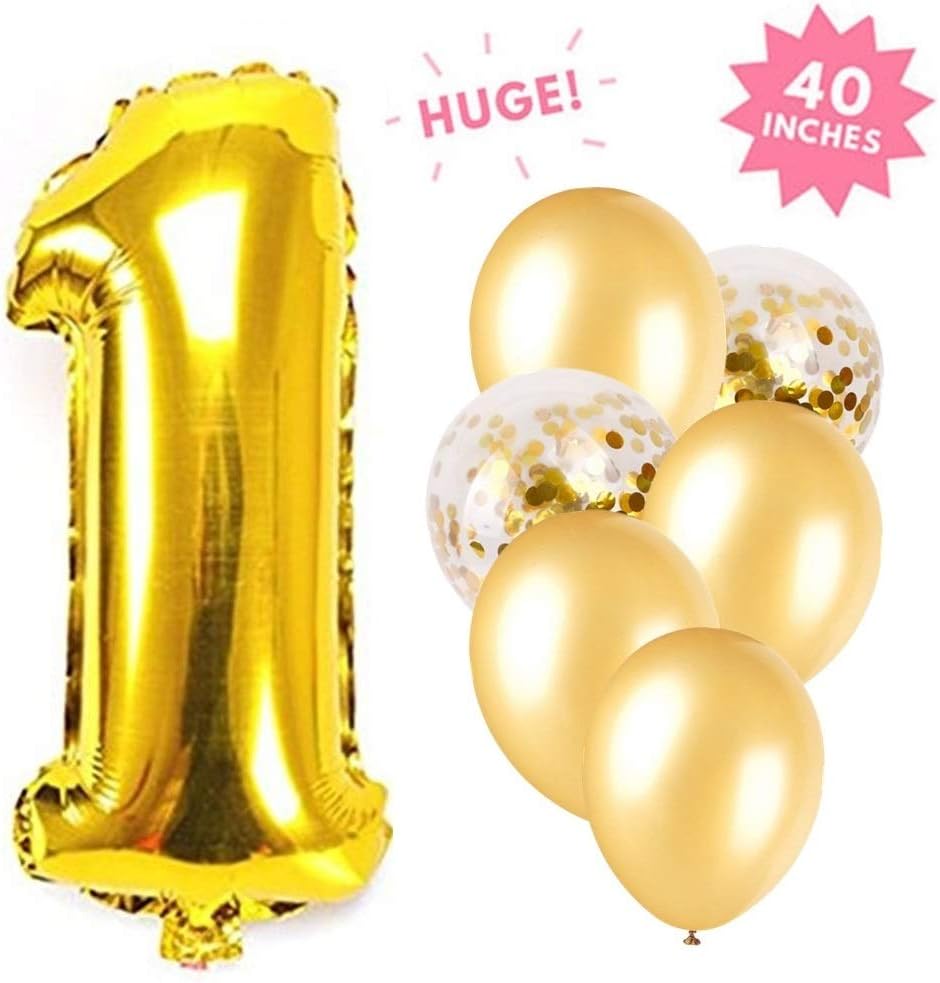 DRRE Number Balloon 1 Gold Aluminum Foil 40 inch Balloon Decoration for Birthday Graduation Wedding Anniversary Party Supplies 1