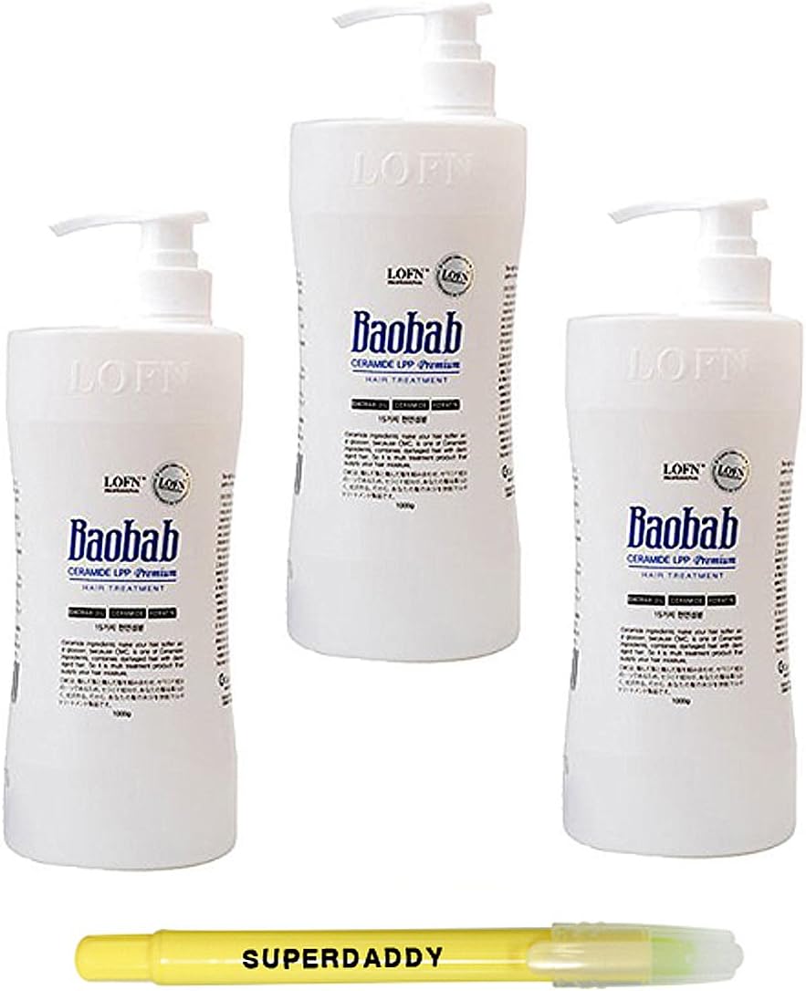 [LOFN] Baobab Ceramide LLP Premium Hair Treatment 1000ml 33.9 fl oz (Pack of 3) - Professional Baobab Oil Ceramide Keratin