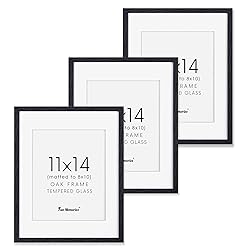 Black Picture Frames 11x14 Set of 3, Light Wood 11