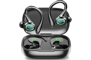 GJB Wireless Earbuds, 60H Playback Bluetooth 5.3 Headphones,Noise Cancelling Wireless Headphones with LED Battery Display, Mics Clear Call, IPX6 Waterproof Bluetooth Earbuds for Workout Sports (BLACK)