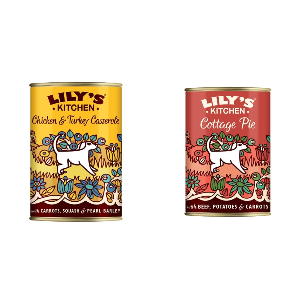 Lily's Kitchen Chicken & Turkey Casserole and Cottage Pie - Adult Wet Dog Food (6 x 2 Tins x 400 g)