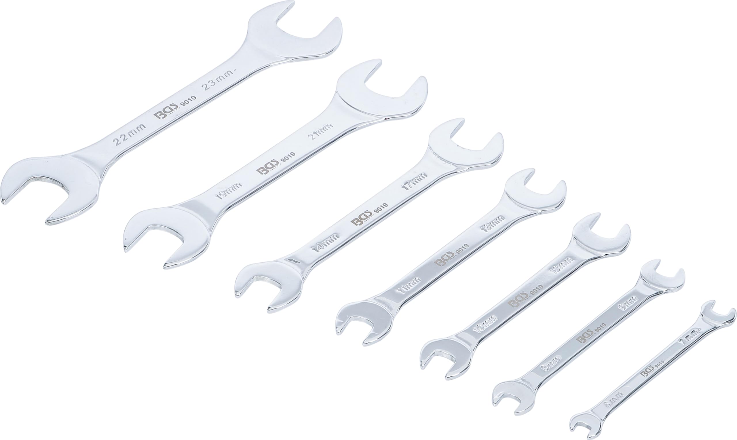 BGS 9019 | Double Open End Spanner Set | extra flat | 6 - 23 mm | 7 pcs.