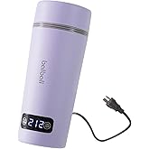 balbali Dual Voltage Travel Kettle 100-250V - 12oz Portable Water Boiler/Warmer/Heater for Boiling Water - 4 Preset Temperature Control Portable Tea Kettle Electric Travel - Purple