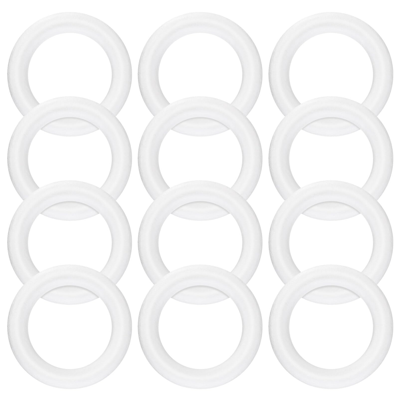 12 Pcs Craft Foam Wreath Foam Ring Modelling Foam Mould for DIY Floral Projects Christmas Wedding Home Decorations 14.5x2.5cm (White)