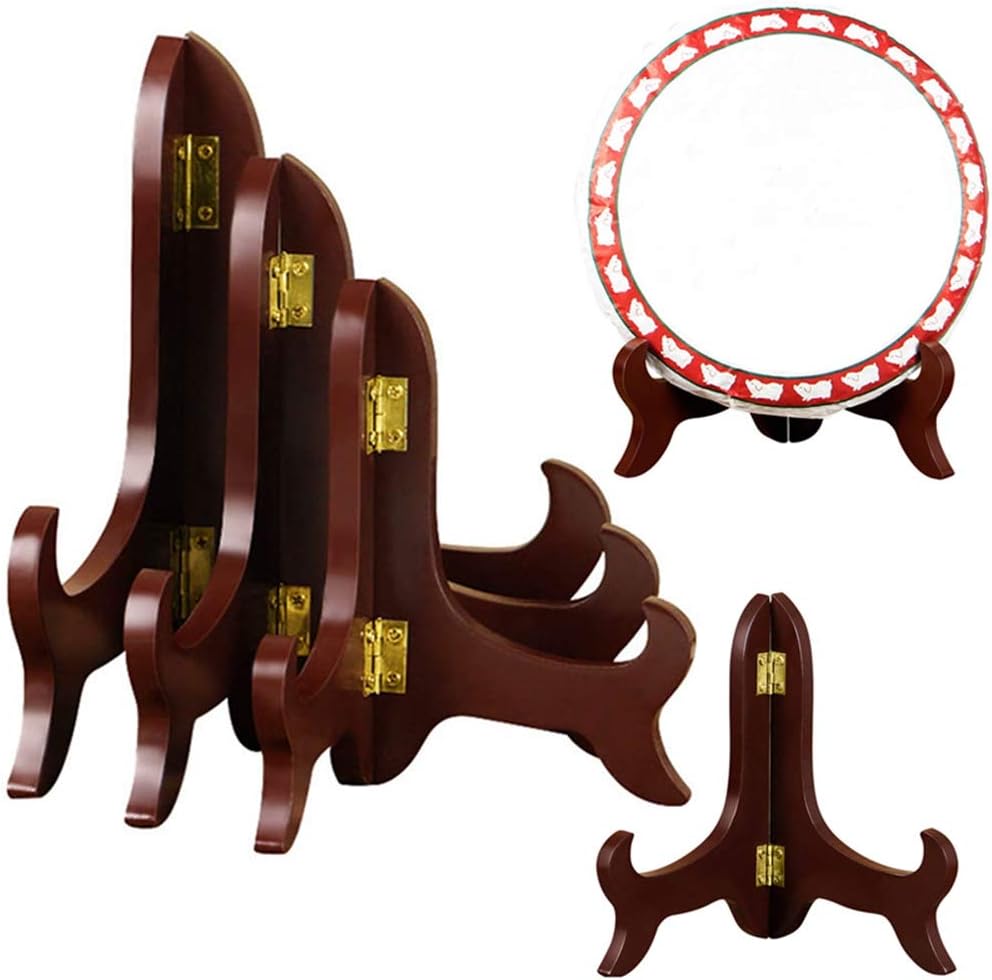 CHDHALTD Multifunction Wood Easels Folding Display Plate Stand Picture Decorating Base High End Wooden Bracket Home Decor Plate Holder Picture Display Stand 5/6/7/8 Inch