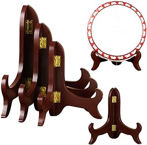 CHDHALTD Multifunction Wood Easels Folding Display Plate Stand Picture Decorating Base High End Wooden Bracket Home Decor Plate Holder Picture Display Stand 5/6/7/8 Inch