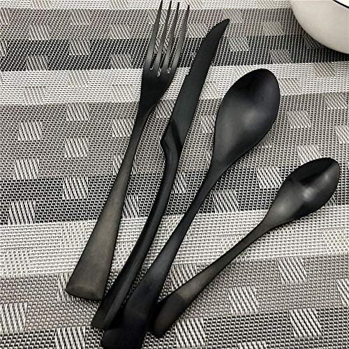 304 Stainless Steel Scoop Forks Kinfe Party Dinnerware Set Matte Black Cutlery Set-Sets