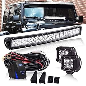 QUAKEWORLD DOT 30" 32 Inch 180W Curved LED Light Bar Offroad + 2PCS 4IN