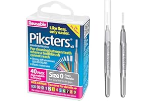 Piksters Interdental Brushes, 40 pk, Size 0, Interdental Tooth Brush for Very Tight Gaps, Gum Soft Bristles for Plaque Remova