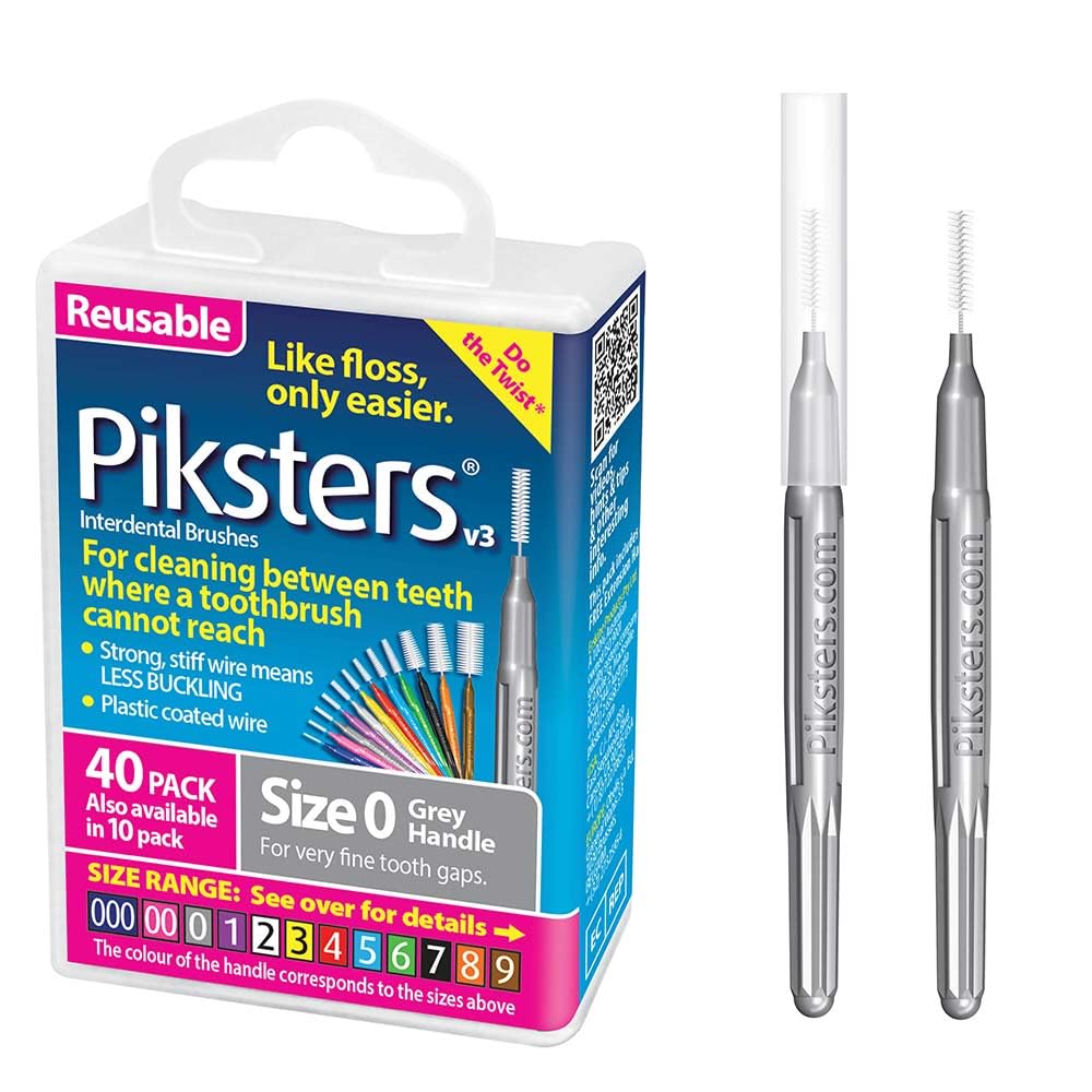Piksters Interdental Brushes, 40 pk, Size 0, Interdental Tooth Brush for Very Tight Gaps, Gum Soft Bristles for Plaque Removal, Safe for Braces โ image 1