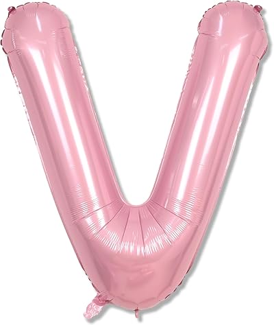Lingqiang 40 Inch Pastel Pink V Letter Balloon Foil Mylar Party Decor