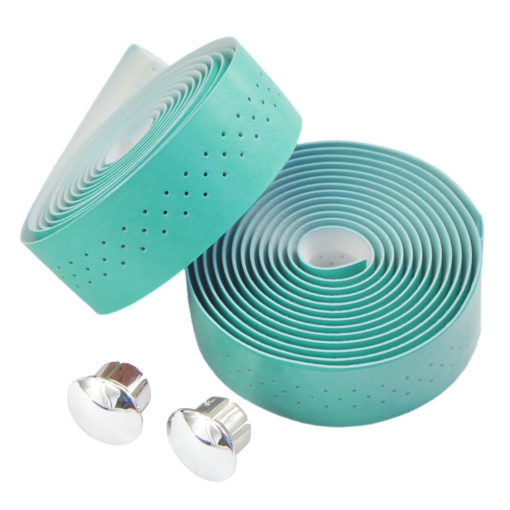 UPANBIKE Bike Handlebar Tape with Stomata Synthetic Leather Wraps for Road Bike Fixed Gear Bike (2pcs/set) (Blue)