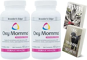 Breeders Edge Oxy Momma 2 Pack 40ct Small Dog & Cat Nursing Support Soft Chews & Birth Recovery Supplements - Postnatal Vitamins for Breastfeeding Moms - Lactating Help Cat & Dog Chews with 2 E-Books