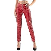 EDGY Land Women’s Snake Print Faux Leather Pants – High Waist Slim Fit Zipper Front Chic Party Holiday Pants
