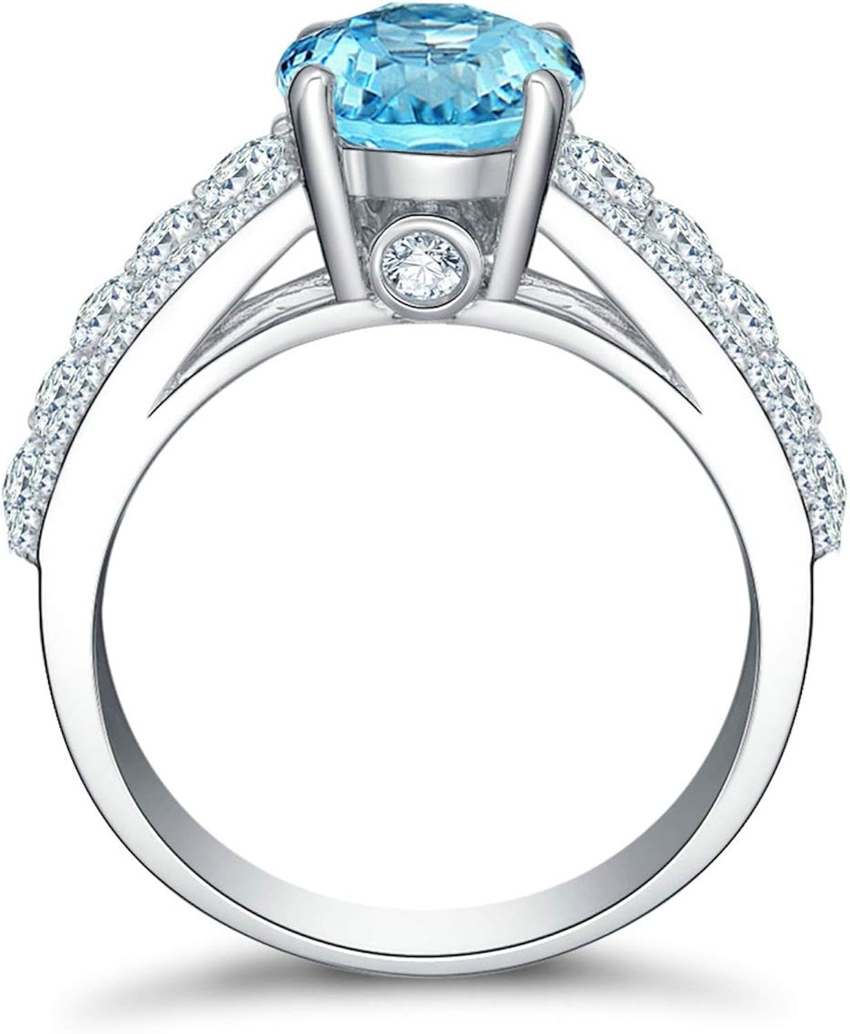 Gnzoe Jewelry-Women Ring 925 Sterling Silverengagement Rings Blue Created-Topaz December Birthstone