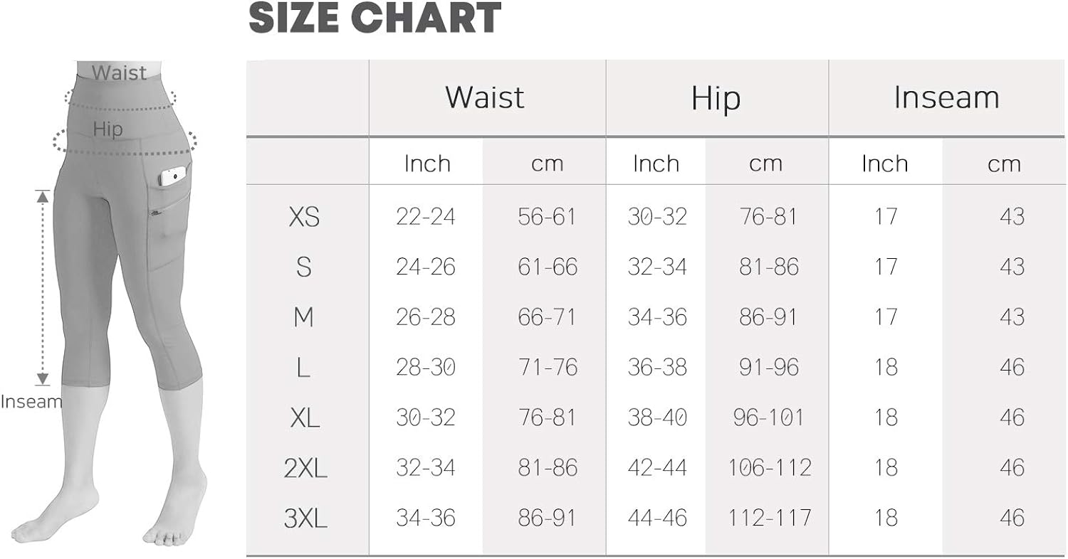 ODODOS Women's High Waisted 21" Inseam Dual Pockets Workout Capris, Yoga Running Gym Athletic Capris Leggings: Clothing