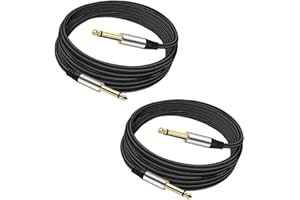 Yueyinpu Pack of 2 Guitar Cables 1/4 Inch Instrument Cable with 6.33mm Straight TS Jack (6.6 Feet-2 Pack)