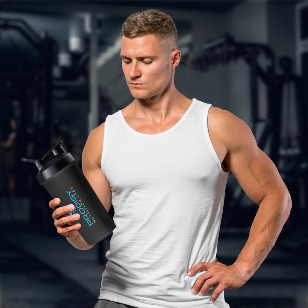 Protein Shaker 20oz Large Shaker Bottle Perfect for Workout Supplements, Protein powder, Sports drinks, BCAA'S, Meal Replacement, BPA Free, for Fitness Enthusiasts Athletes - Black