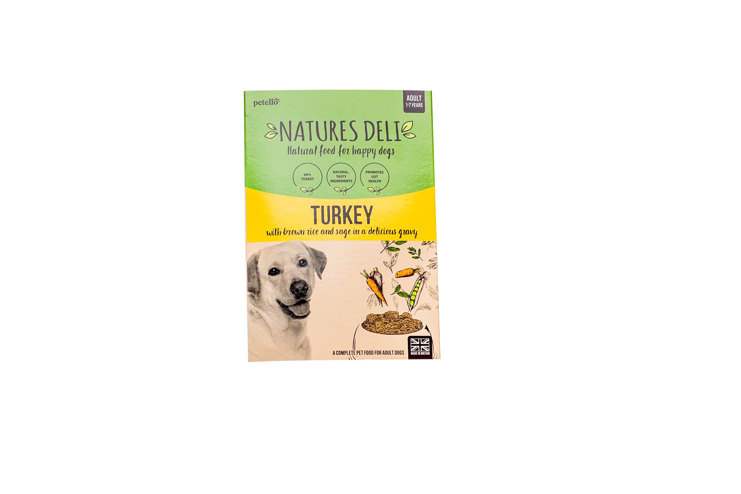 Natures Deli Adult Wet Dog Food, Turkey with Brown Rice and Sage, Natural Complete Wet Food Trays, 7 x 400g