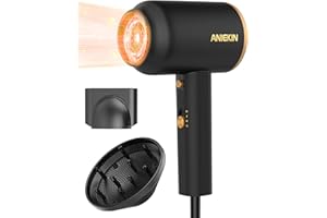 ANIEKIN Hair Blow Dryer 1875W with Diffuser, Travel Ionic Hair Dryer, Constant Temperature Hair Care Without Damaging Hair, Black