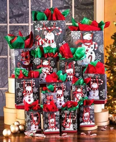 The Lakeside Collection 42-Pc. Chalkboard Snowmen Holiday Bag Sets