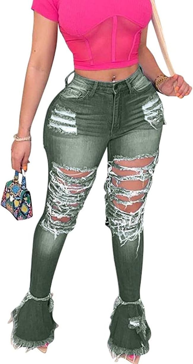 grey high waisted ripped skinny jeans