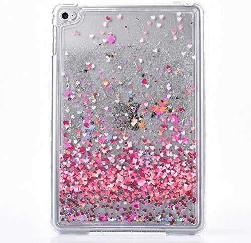 Nasin iPad Mini 4 Case, iPad Mini 4 Case, Creative Design Bling Glitter Shiny Quicksand Sparkle Flowing Floating Liquid Transparent Plastic Back Cover (Pink Red)