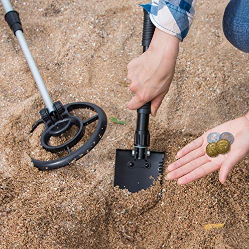 URCERI Metal Detector Waterproof Professional Gold Finder Ultimate Treasure Hunter with Pinpoint Function, Submersible Search Coil & Folding Shovel Included easy for Kids and Adults