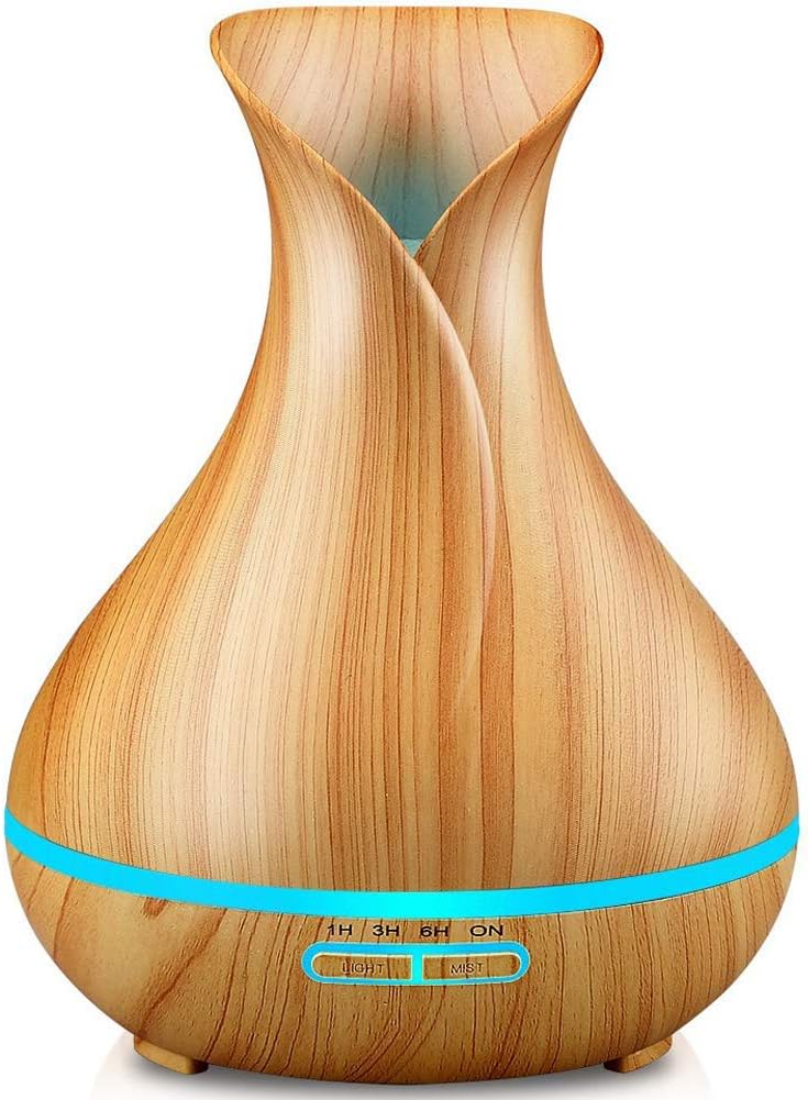 kapimo Aroma Essential Oil Diffuser Kapimo 400 ml Ultrasonic Cool Mist Humidifier with Color LED Lights Changing for Home Yoga Office Spa Bedroom Baby Room - Wood Grain