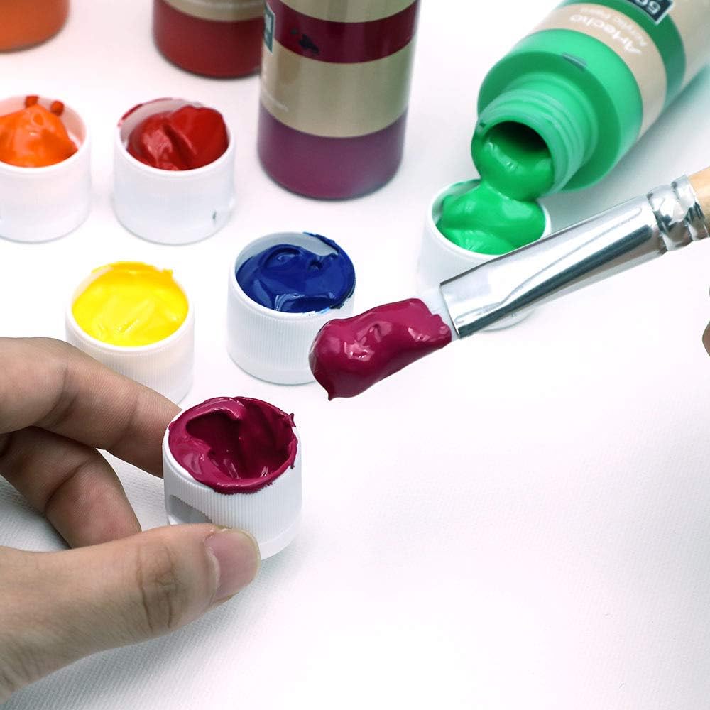 Artecho Acrylic Paint Acrylic Paint Set for Art, 24 Colors 2 Ounce/59ml Basic Acrylic Paint Supplies for Wood, Fabric, Crafts, Canvas, Leather&Stone