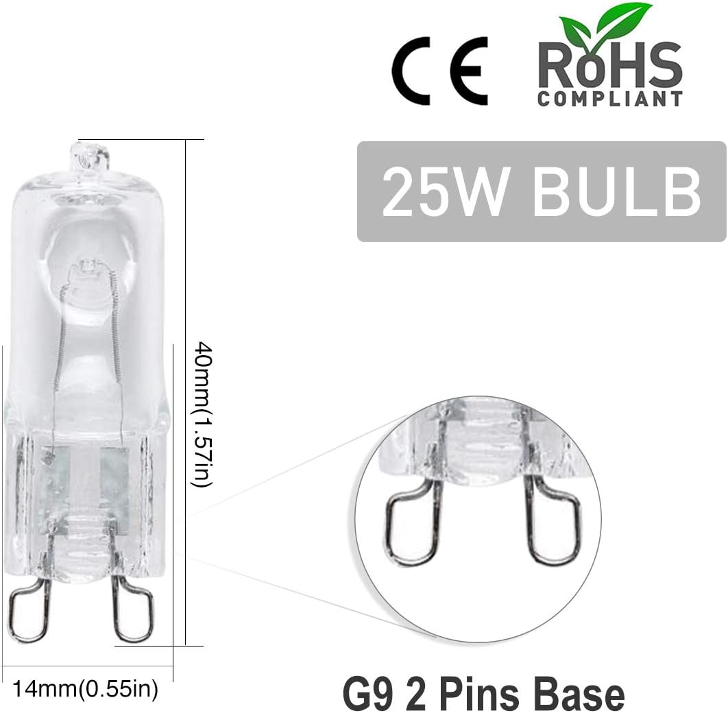 FanciBuy G9 25W Halogen Bulb, 12 Pack Clear Capsule Bulbs Warm White 2700K 360 Lumen 230V Up to 3000 Hours Life - Image 3