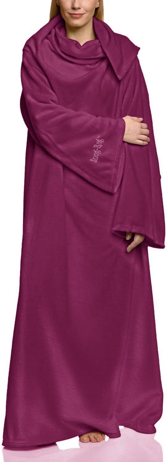 Snug Rug Lite 260g/m² fleece blanket with sleeves, cosy blanket/throw with the dimensions: 152 cm x 213 cm. Dark purple