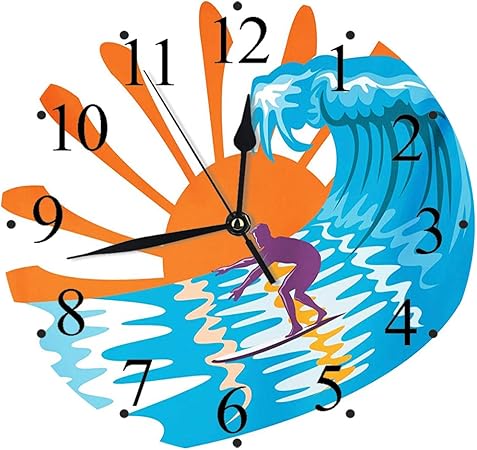 Yaoni lautlosem Uhrwerk - 30 cm Rund Wanduhr,Sommer, Strandthema Hot