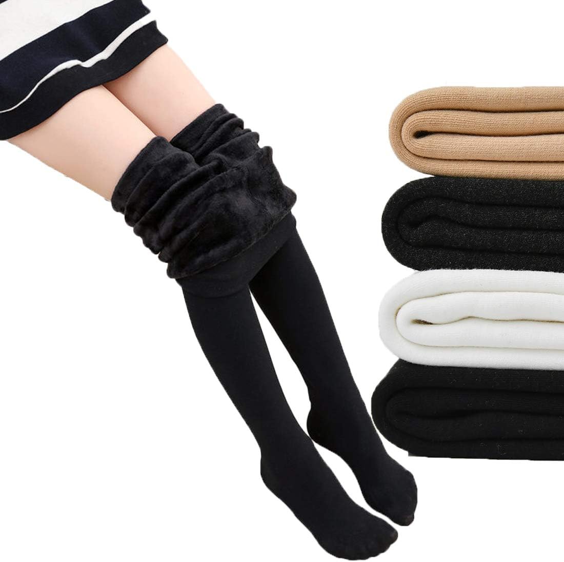 Weigou Winter Girls Leggings Pants Thick Warm Fleece Lined Thermal Stretchy Pants