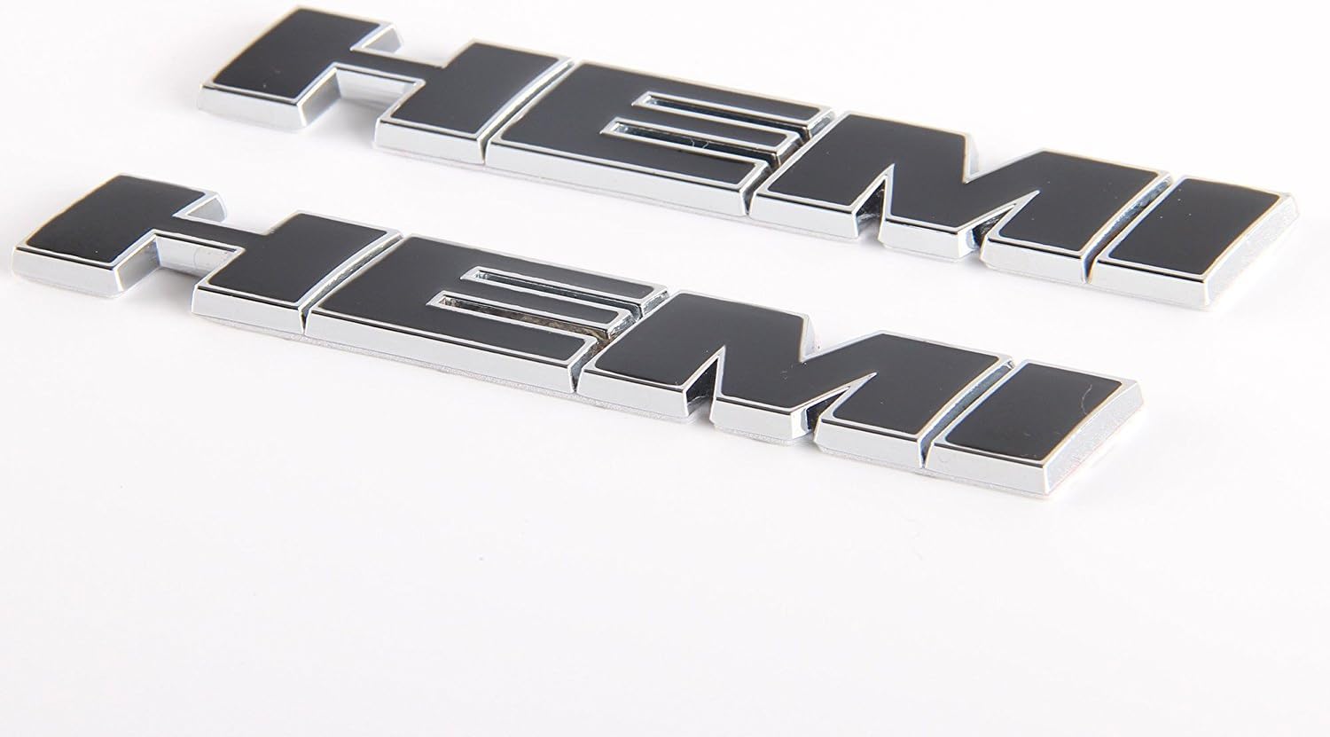 MYCXS Hemi Emblem Badge Sticker for Dodge Charger Ford Jaguar Ram 1500 Challenger Jeep Grand CherokeeHot 2 Kinds (2pcs Chrome) (Black Silver)