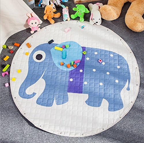 Baby Play Mat, 55 inches Foldable Soft Cotton Toys Storage Organizer Children Play Rugs (Elephant)
