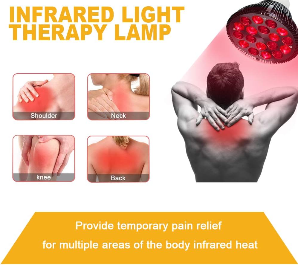 Red Light Therapy Lamp,VIETERR Infrared Light Therapy Device,36W 18 LED 660nm Red and 850nm Near Infrared Combined Red Light Bulb for Pain Relief and Skin: Health & Personal Care
