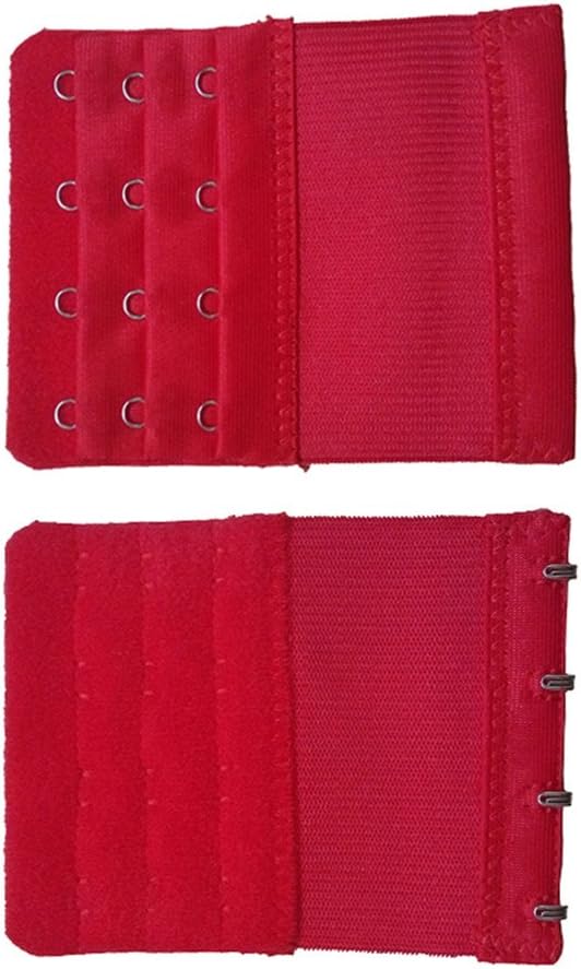 Shumeng 10pcs Bra Extender 4 Hook Narrow Soft Back Comfortable Band Extenders for Bras (Red)