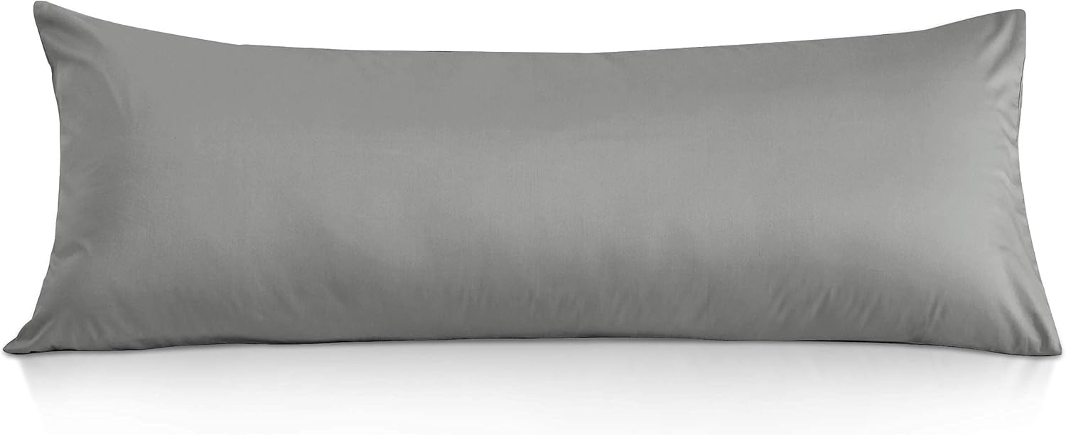 Leeden Body Pillow Cover, 100% Cotton , 800 Thread Count, Ultra Soft Breathable Silky Body Pillowcase for Adults Pregnant Women, Envelope Closure, 21"x 54" Long Pillow Case, Light Grey: Kitchen & Dining