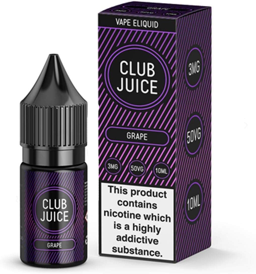 10ml Club Juice E Liquid Premium TPD 50/50 VG/PG Nicotine Free Vapingpro Vape Band 0mg Grape