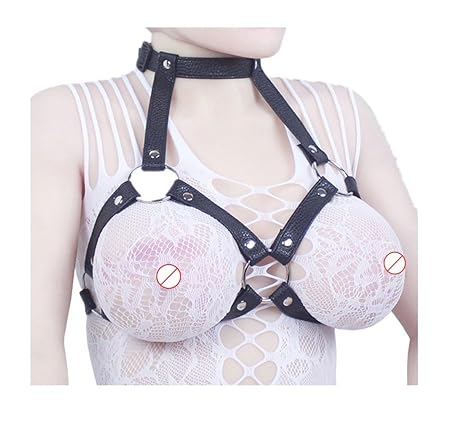 OnundOn Sexy Dessous Leder Bondage Fetisch Ouvert Bust Fesseln BH Halsband