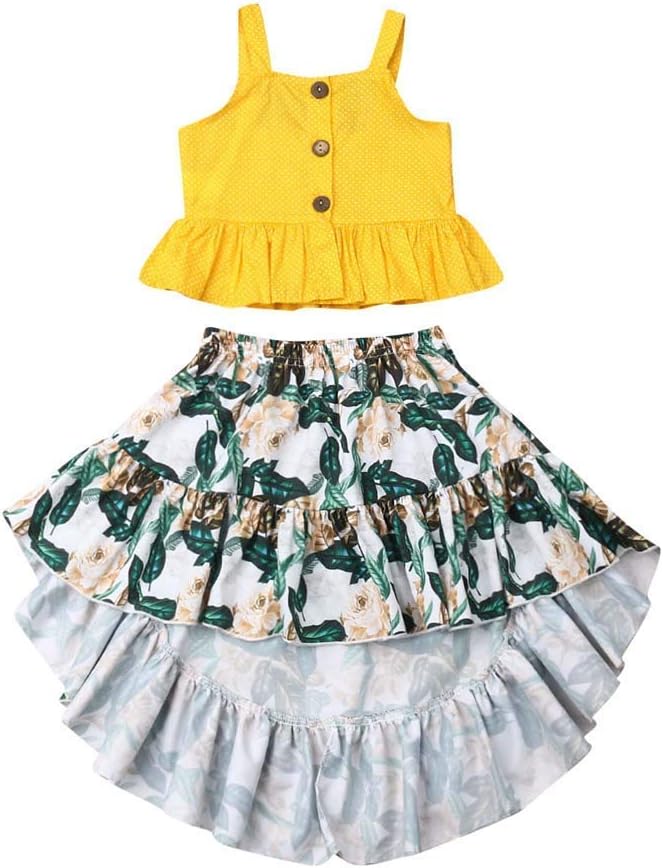 Toddler Baby Girl Floral Outfit Off Shoulder Crop Tops Tanks & Shorts Skirt Set Newborn Infant Summer Clothes