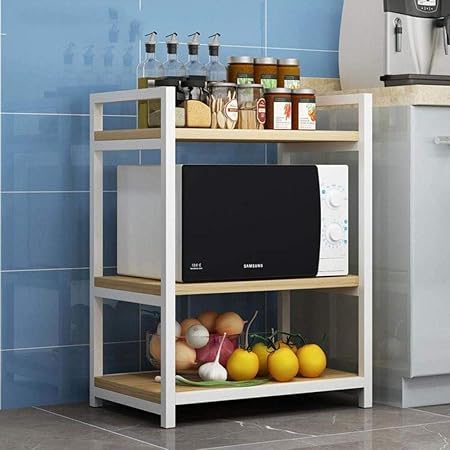 WOYQS 3 -Tier Microondas Especia Horno De Carro Sostiene La Madera ...